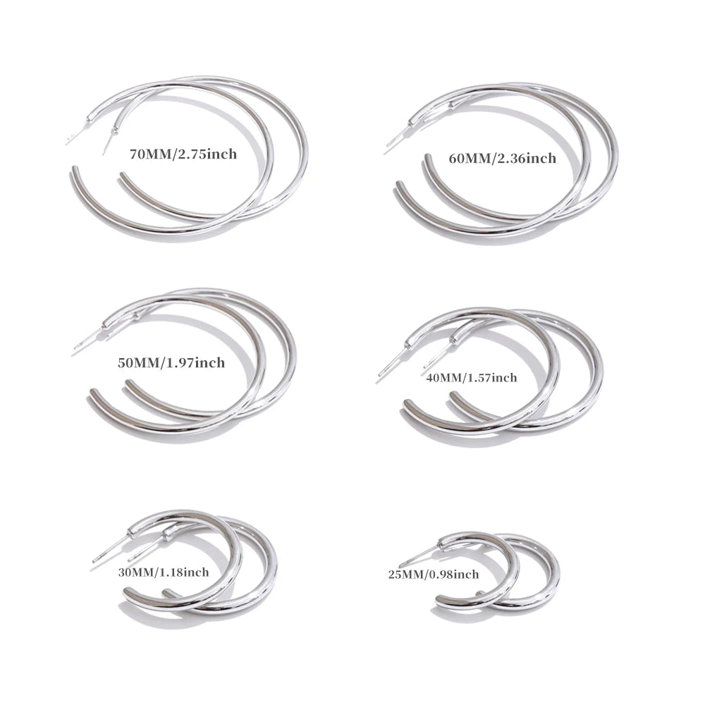Gold C-Shape Hoop Earrings