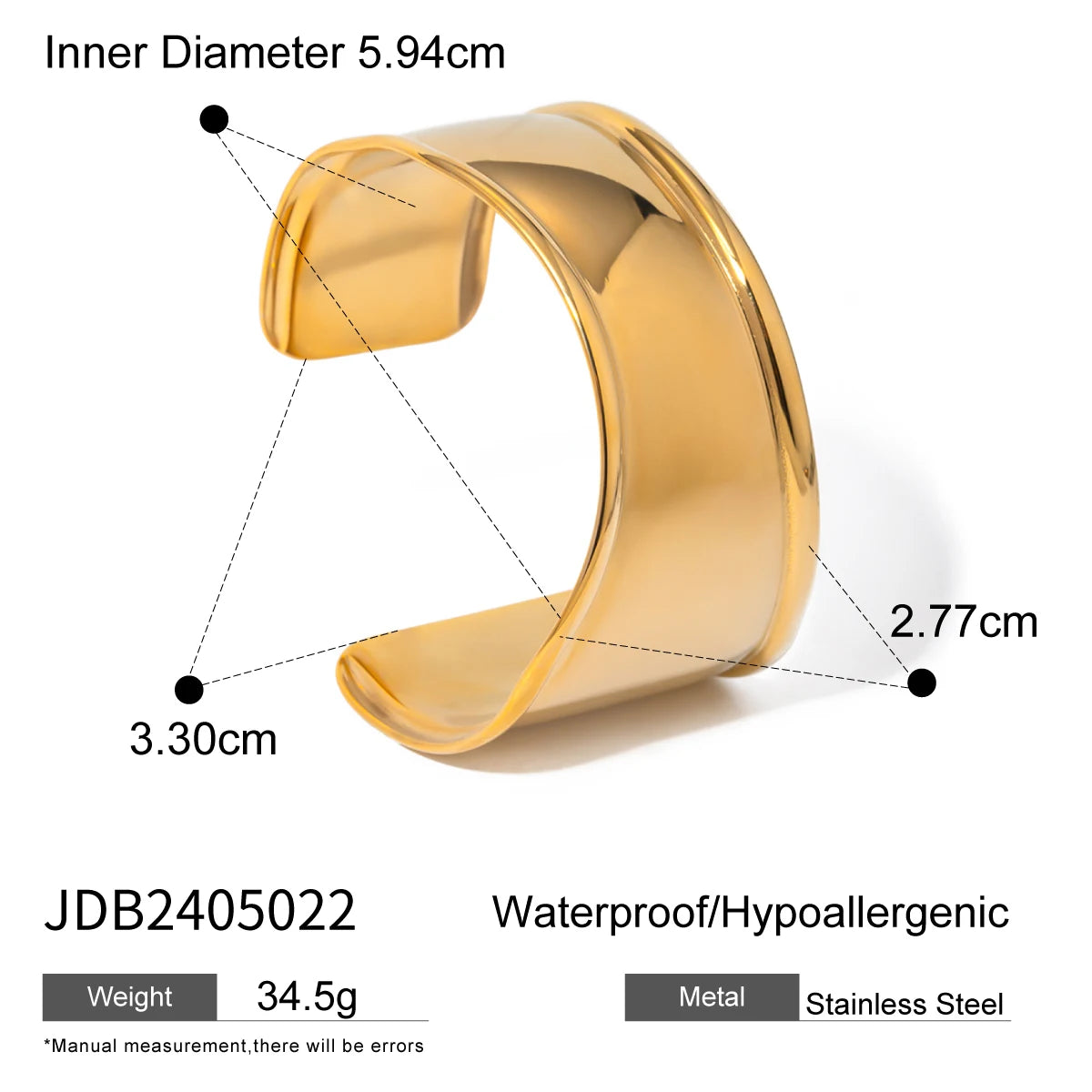 Wide Gold Open Cuff Bracelet