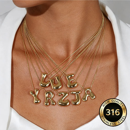 Gold Bubble Letter Pendant