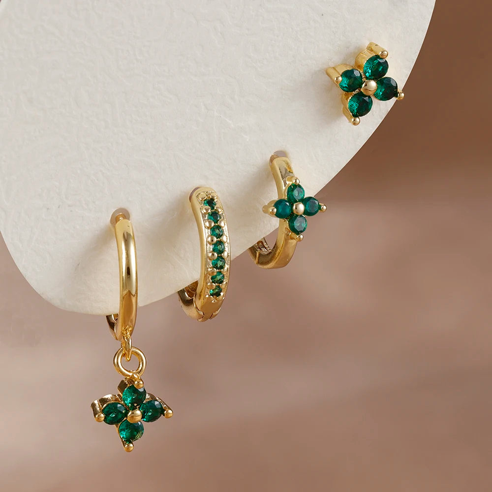 Four-piece gold flower ear stack gift set