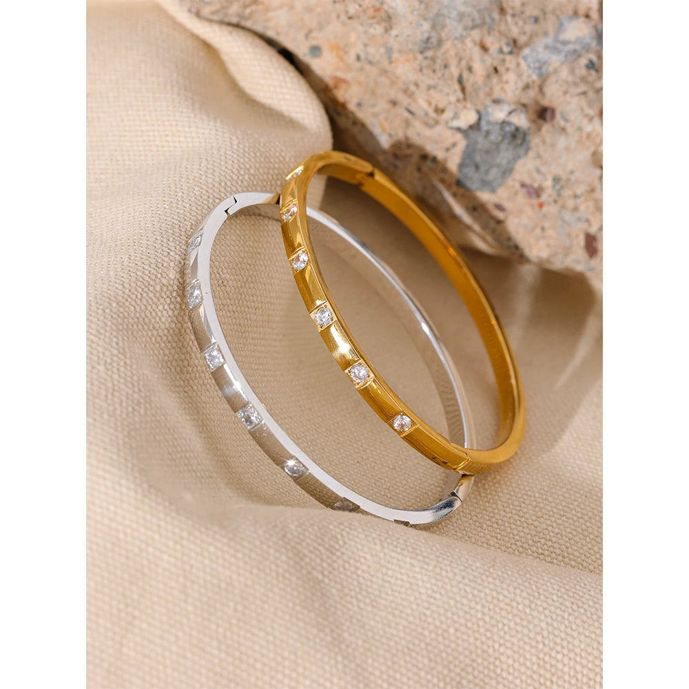 Gold CZ Bangle Bracelet