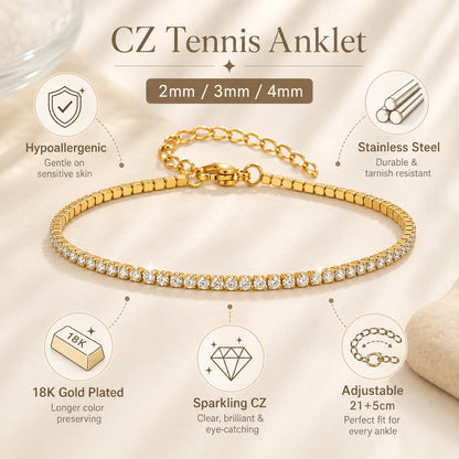 Gold Tennis Anklet