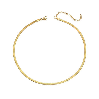 Gold Herringbone Chain Necklace