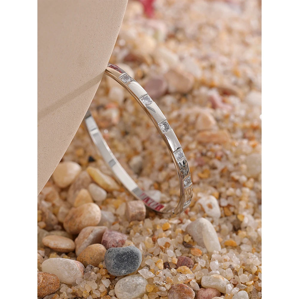 Gold CZ Bangle Bracelet