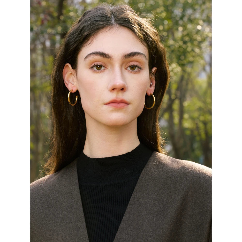 Gold C-Shape Hoop Earrings