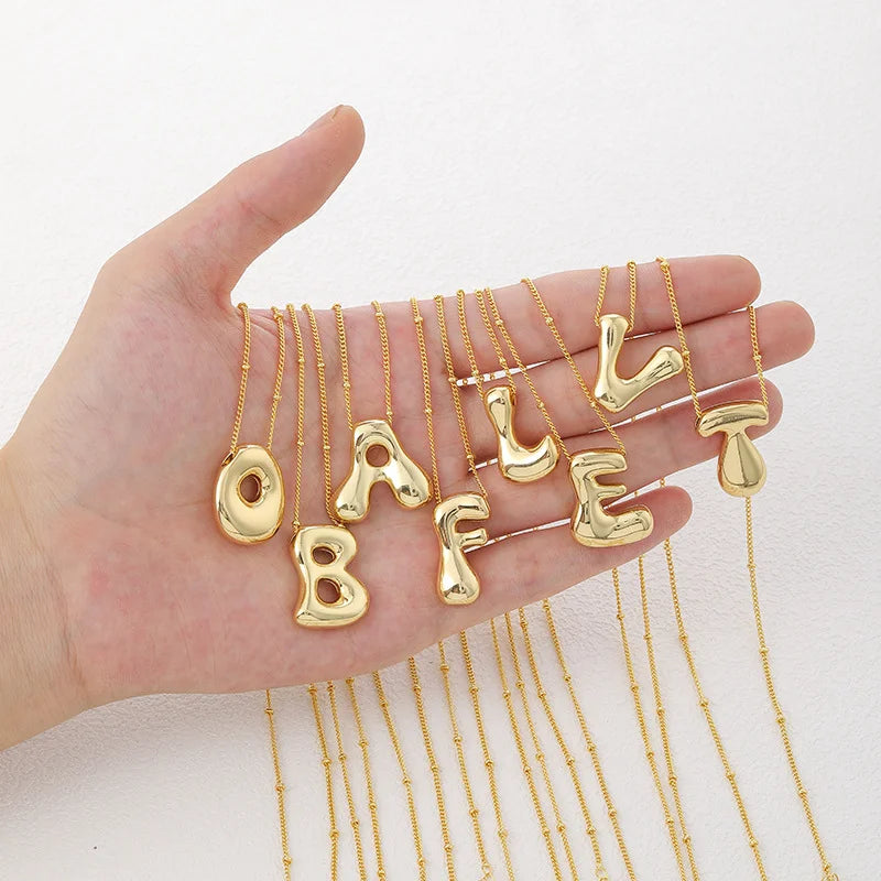 Gold Bubble Letter Pendant