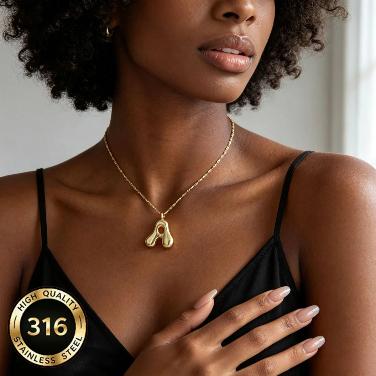 Gold Bubble Letter Pendant