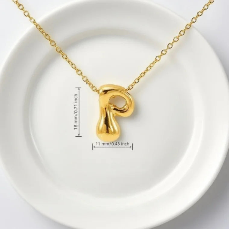 Gold Bubble Letter Pendant