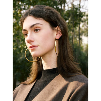 Gold C-Shape Hoop Earrings