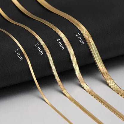 Gold Herringbone Chain Necklace
