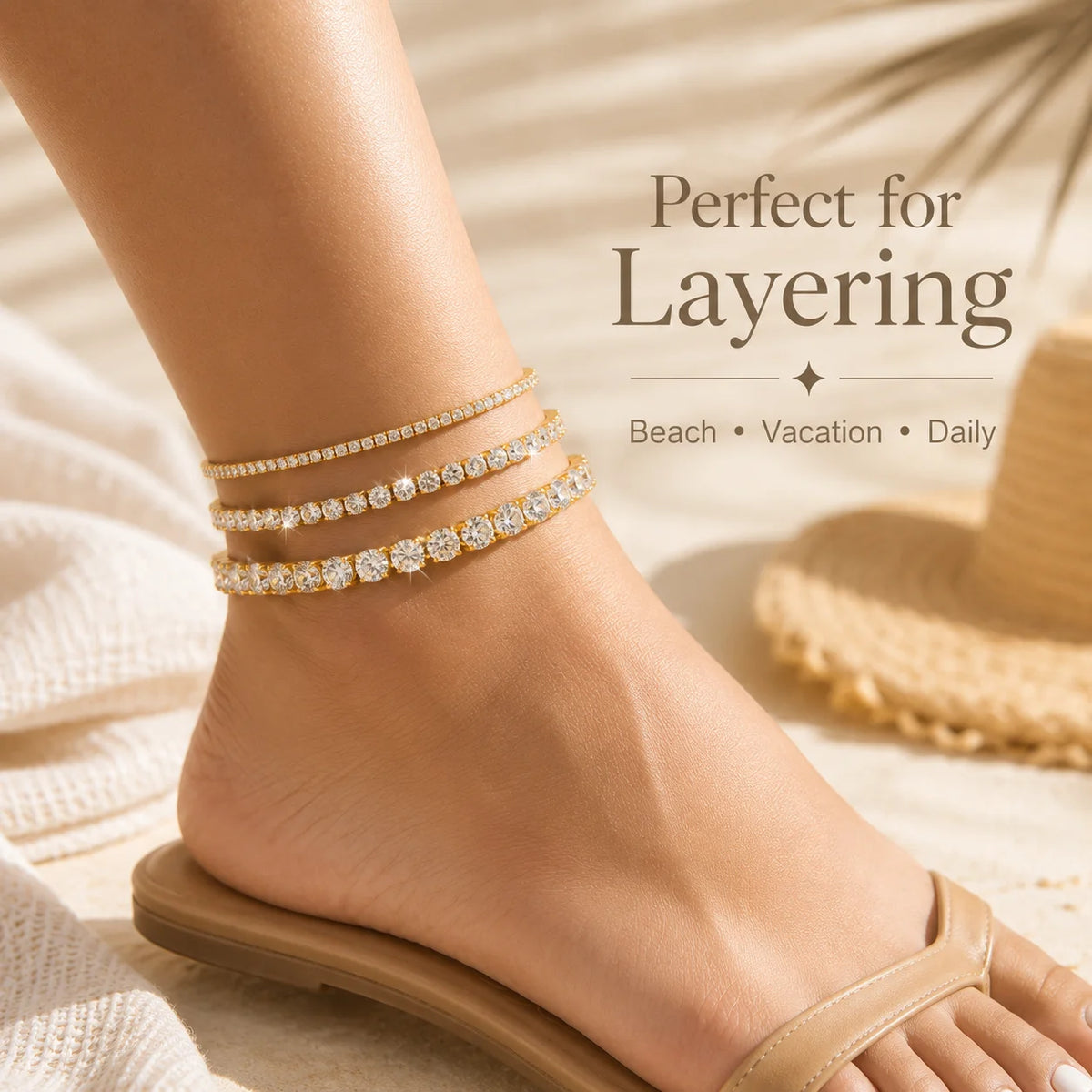 Gold Tennis Anklet
