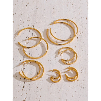 Gold C-Shape Hoop Earrings