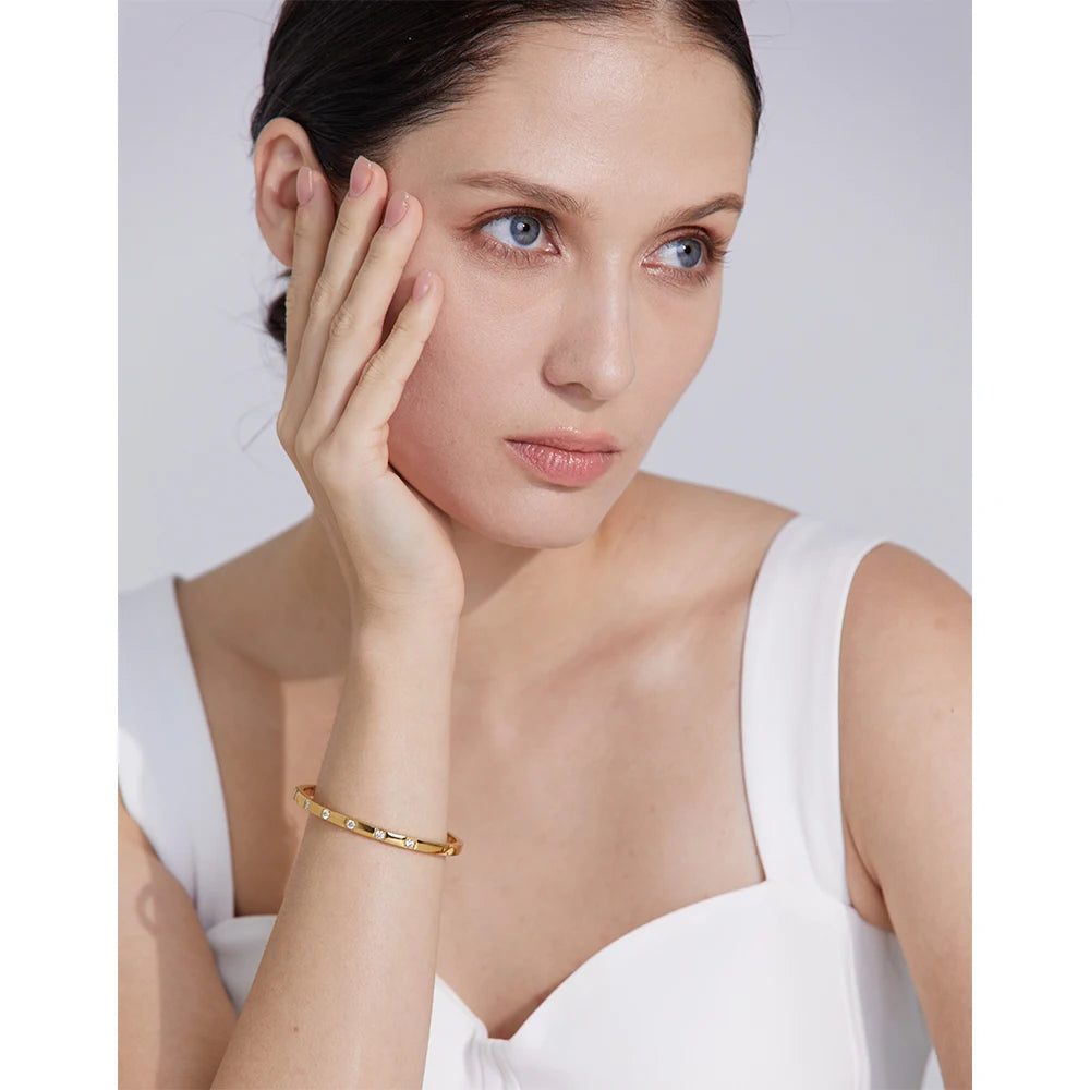 Gold CZ Bangle Bracelet
