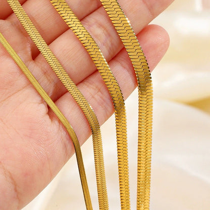 Gold Herringbone Chain Necklace