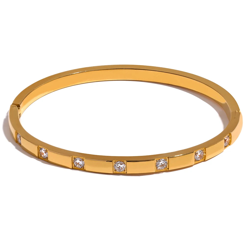 Gold CZ Bangle Bracelet