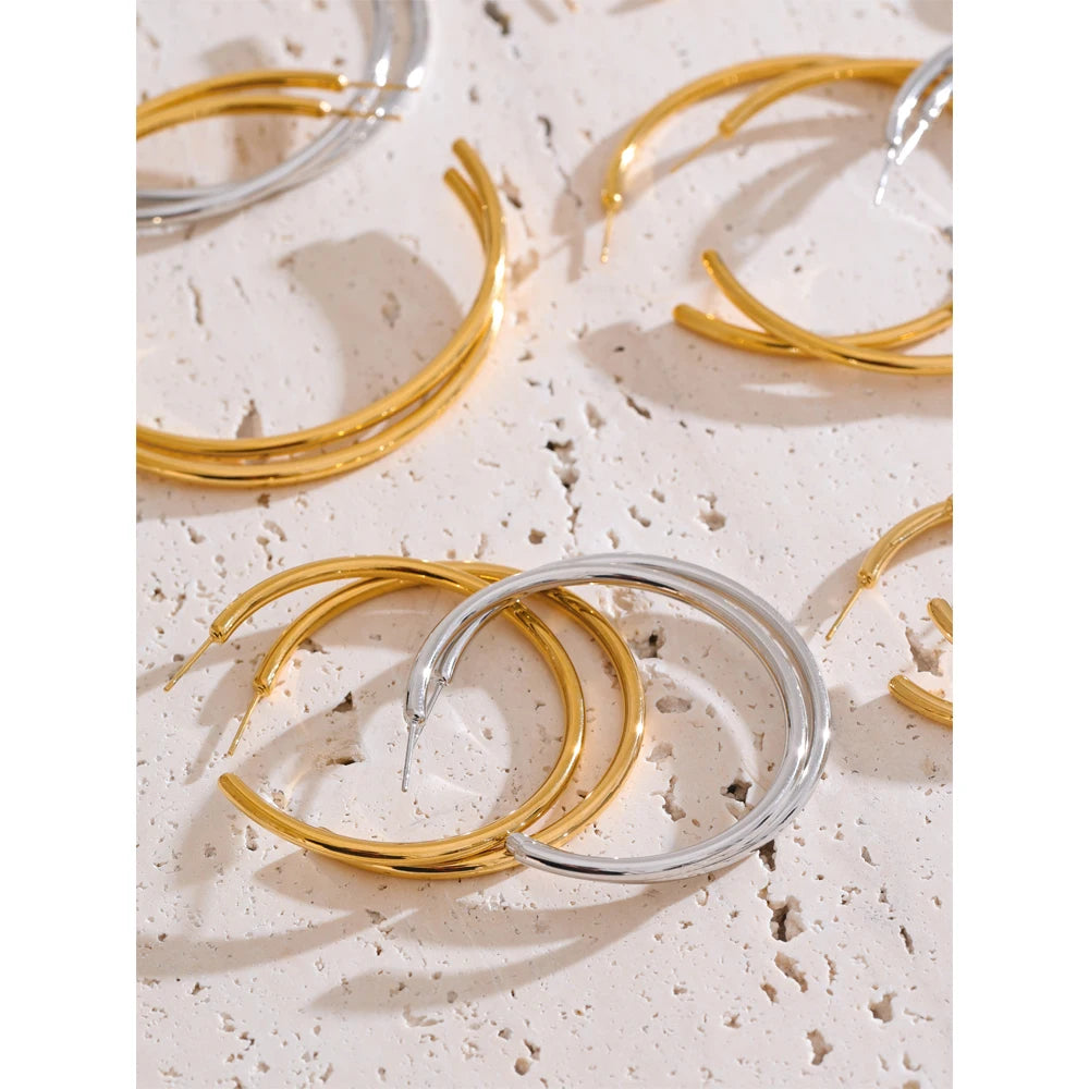 Gold C-Shape Hoop Earrings
