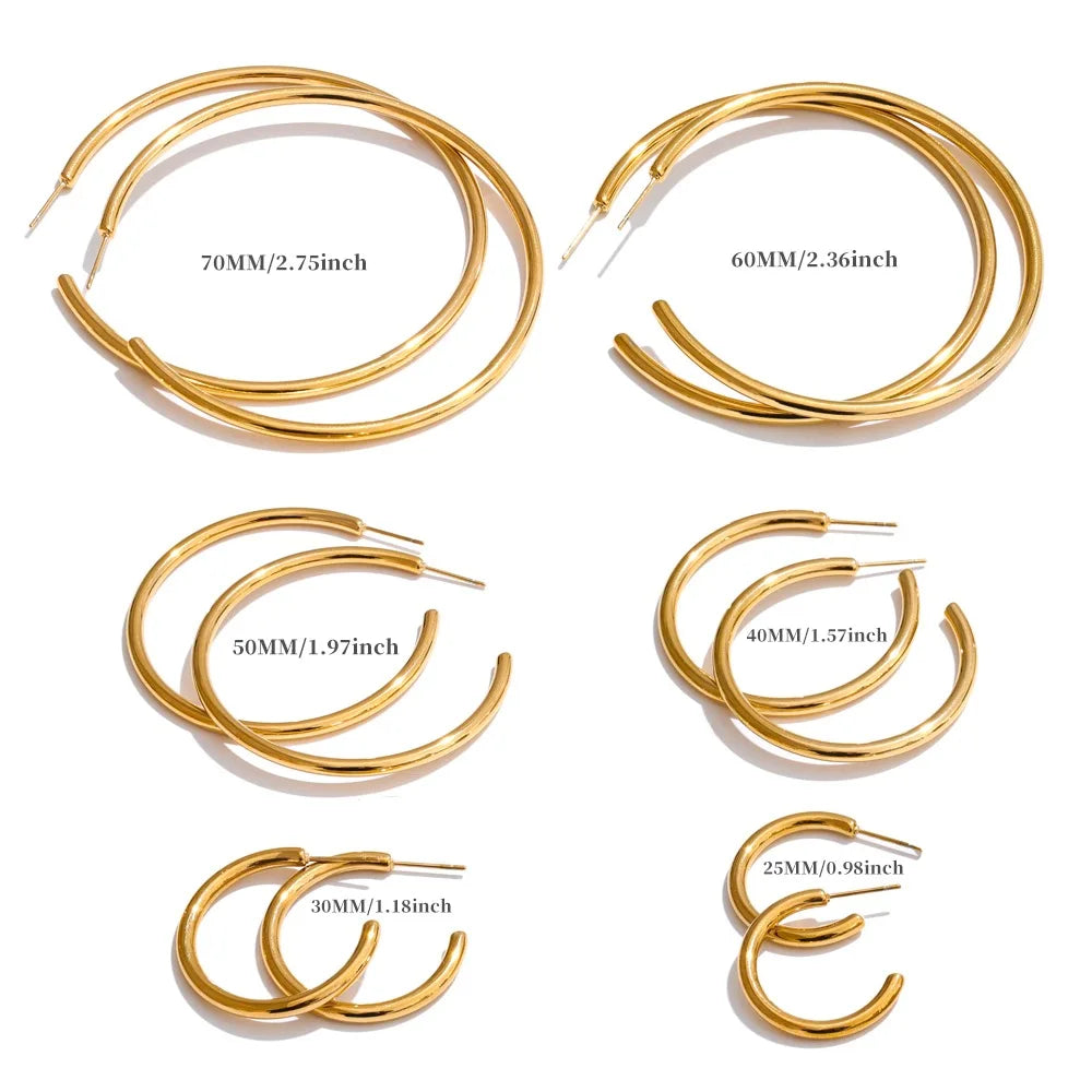 Gold C-Shape Hoop Earrings