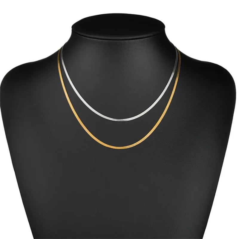 Gold Herringbone Chain Necklace