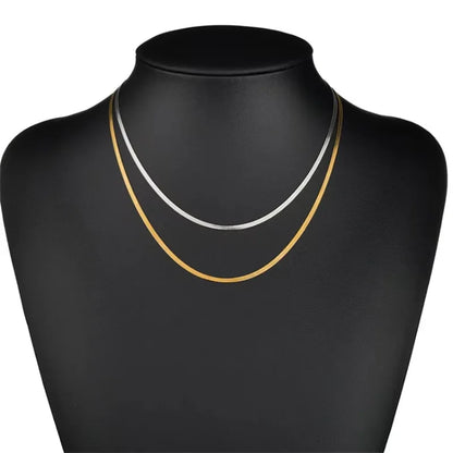 Gold Herringbone Chain Necklace