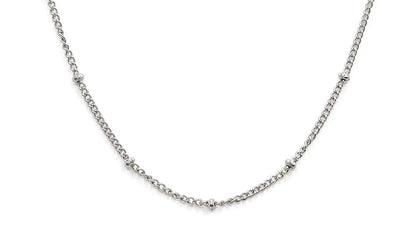 Silver-tone satellite bead chain necklace laid flat